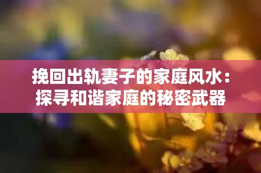 挽回出轨妻子的家庭风水：探寻和谐家庭的秘密武器