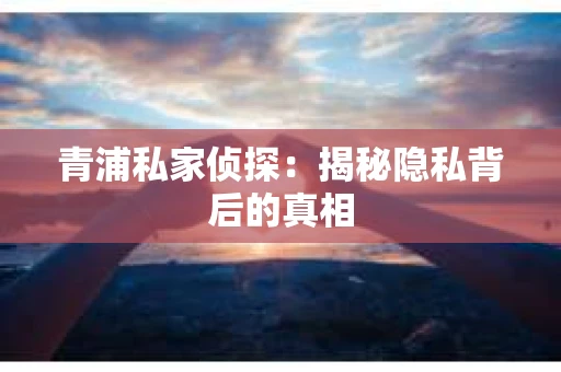 青浦私家侦探：揭秘隐私背后的真相