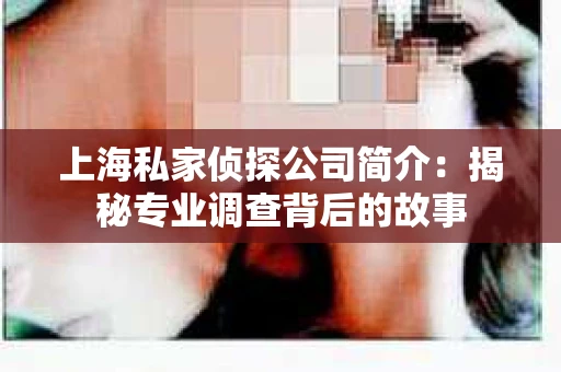 上海私家侦探公司简介：揭秘专业调查背后的故事